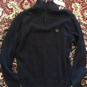 Chaps Black Knit Half-Zip Sweater NWT 100% cotton Medium